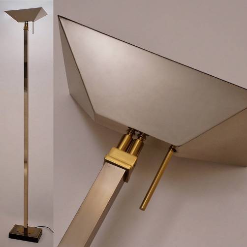 Chrome & brass floor lamp by Deknudt Lighting 1970`s ca, Belgian
